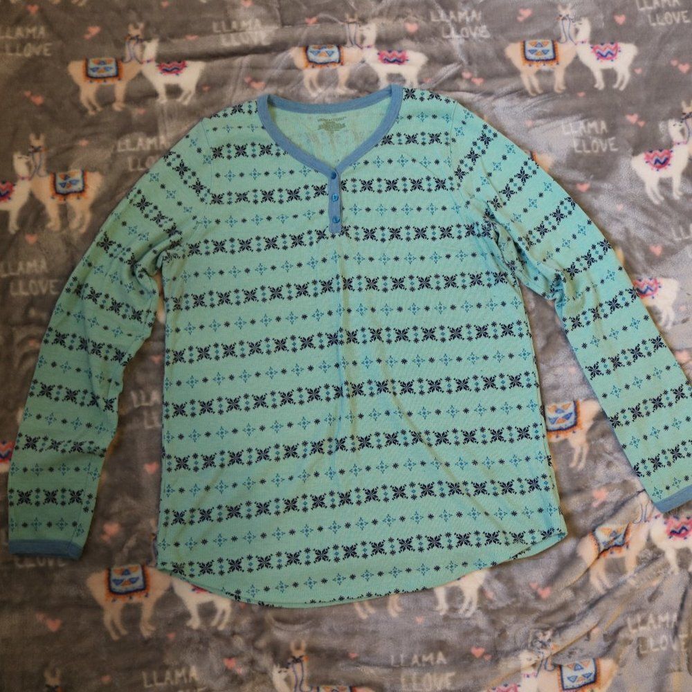 Warm & Cuddly Blue Henley Size 2XL